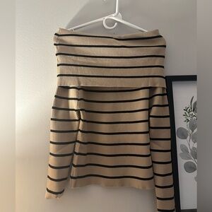Hers and Mine Striped Off The Shoulder Long Sleeve Top